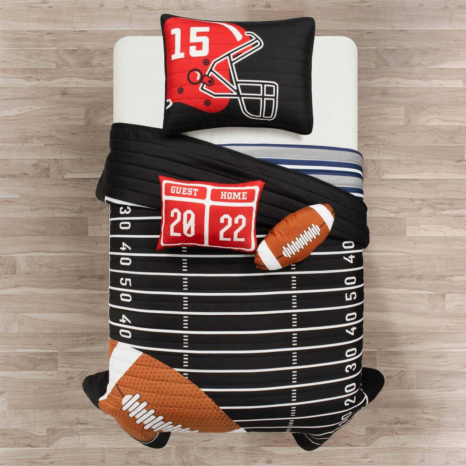 Lush Decor American Football Reversible Oversized Kids Quilt Set - Image 3