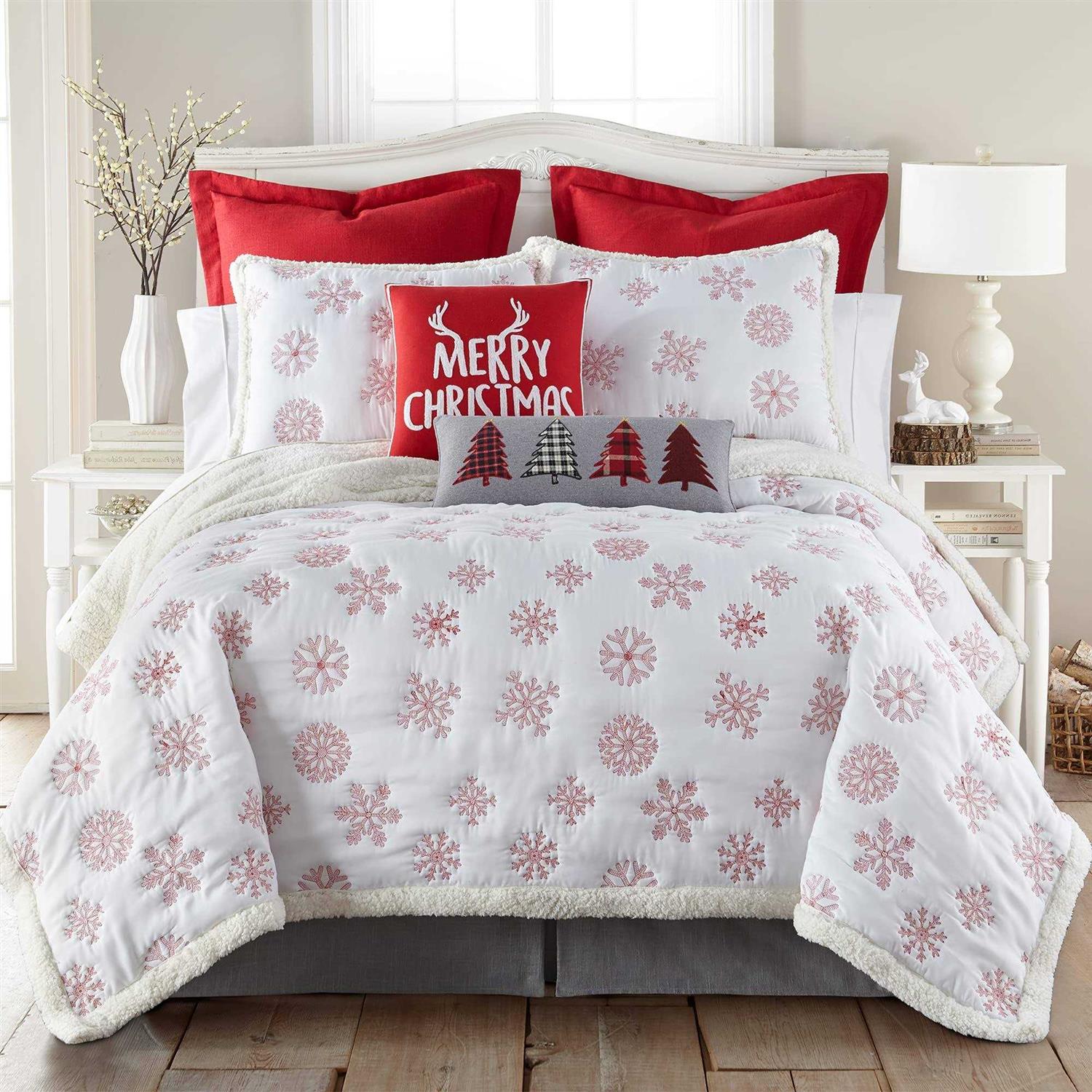 Levtex Home Red Snowflake Sherpa Quilt Set - Image 3