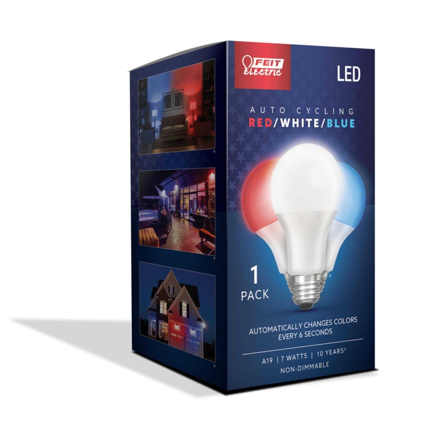 Feit Electric Auto Cycling LED Bulb A19 E26 Red/White - Image 3