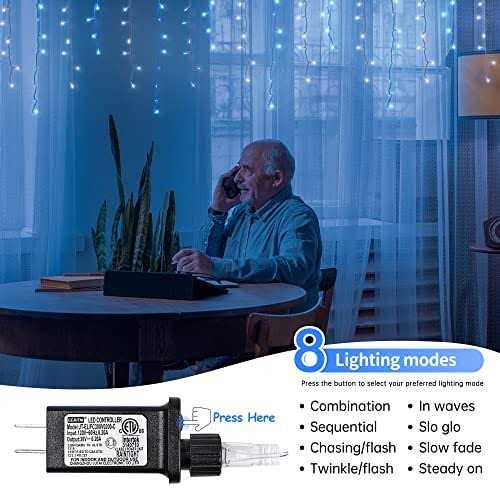 oopswow Icicle Lights Outdoor 33ft 8 Modes Fairy String - Image 4