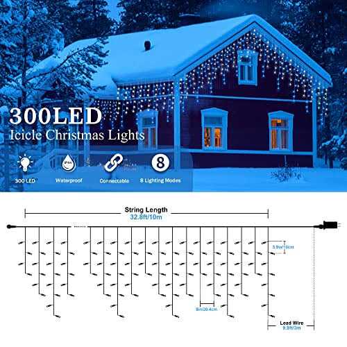 oopswow Icicle Lights Outdoor 33ft 8 Modes Fairy String - Image 5