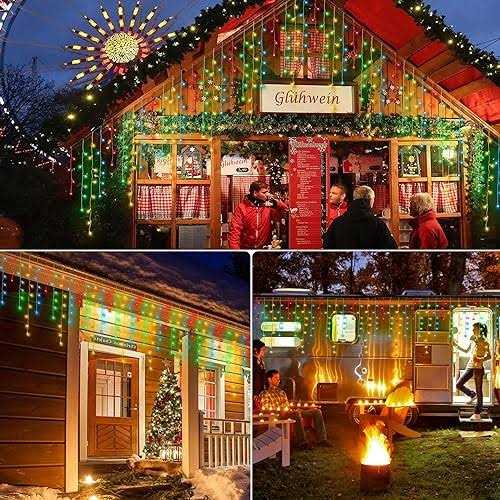 oopswow Icicle Lights Outdoor 33ft 8 Modes Fairy String - Image 3
