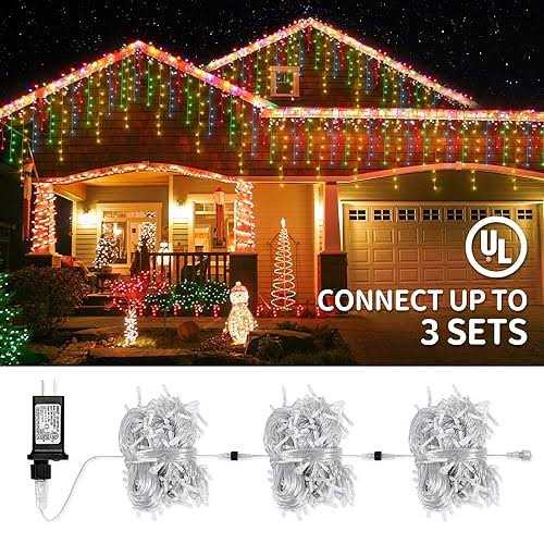 oopswow Icicle Lights Outdoor 33ft 8 Modes Fairy String - Image 4