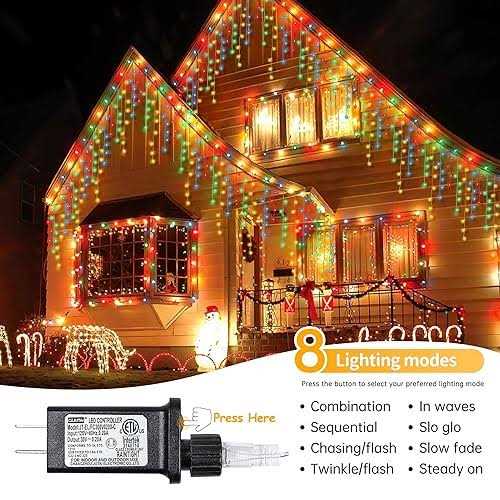 oopswow Icicle Lights Outdoor 33ft 8 Modes Fairy String - Image 5