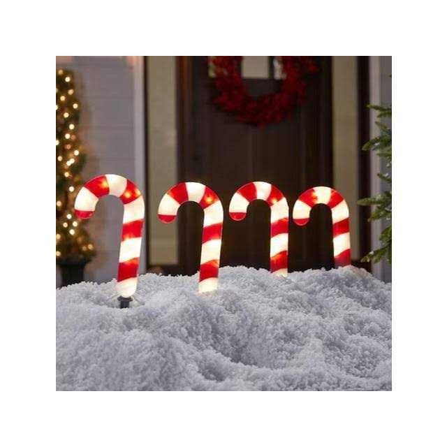 GE StayBright 4-Marker White Candy Cane Christmas Pathway Markers - Image 3