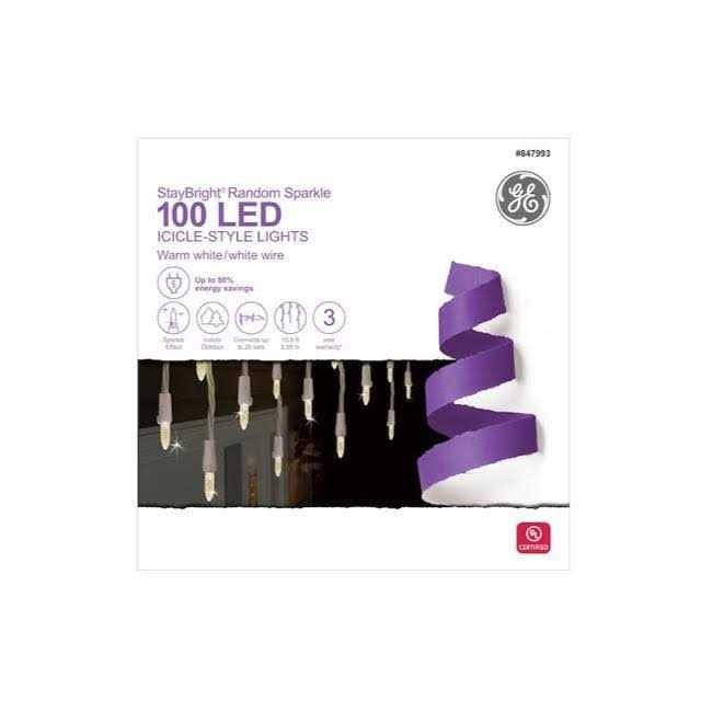 GE StayBright 100-Count Sparkling White Mini LED Plug-In Christmas Icicle Lights - Image 3