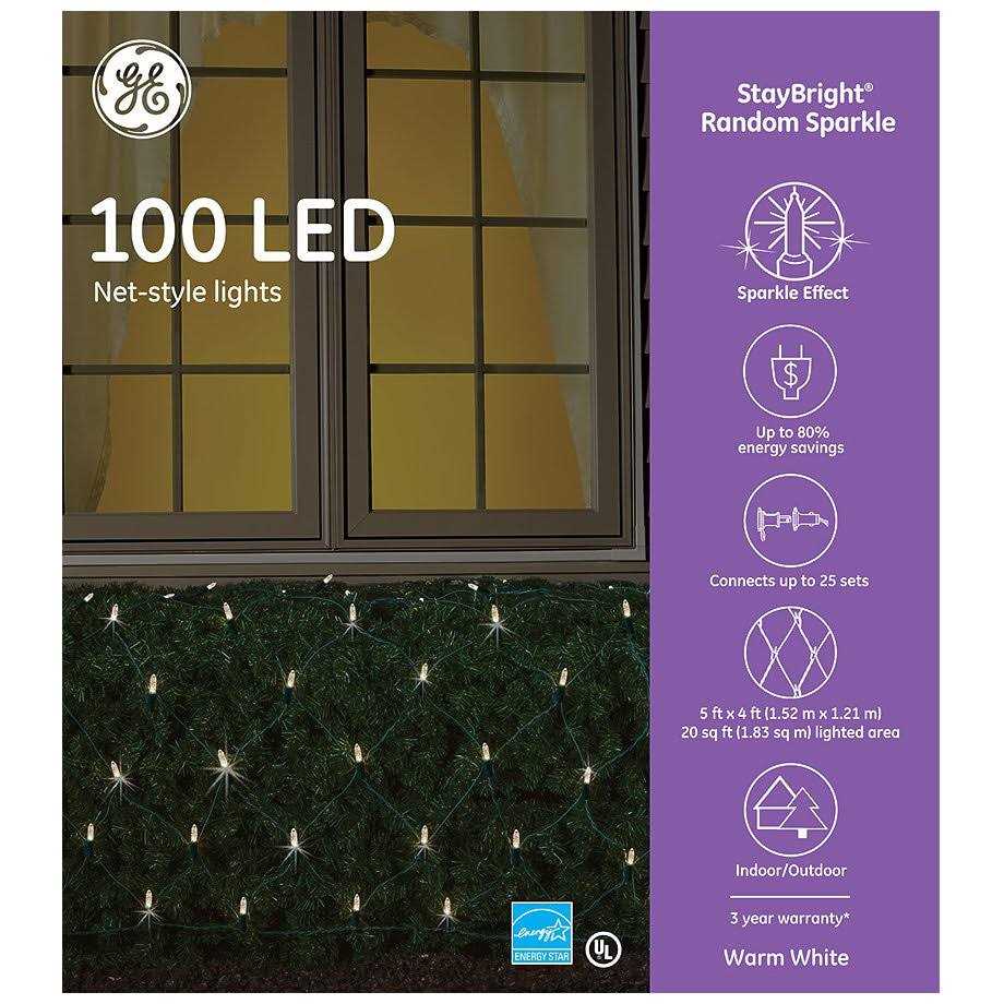 GE StayBright 100 5-ft X 4-ft Sparkling White Christmas Net Lights - Image 5