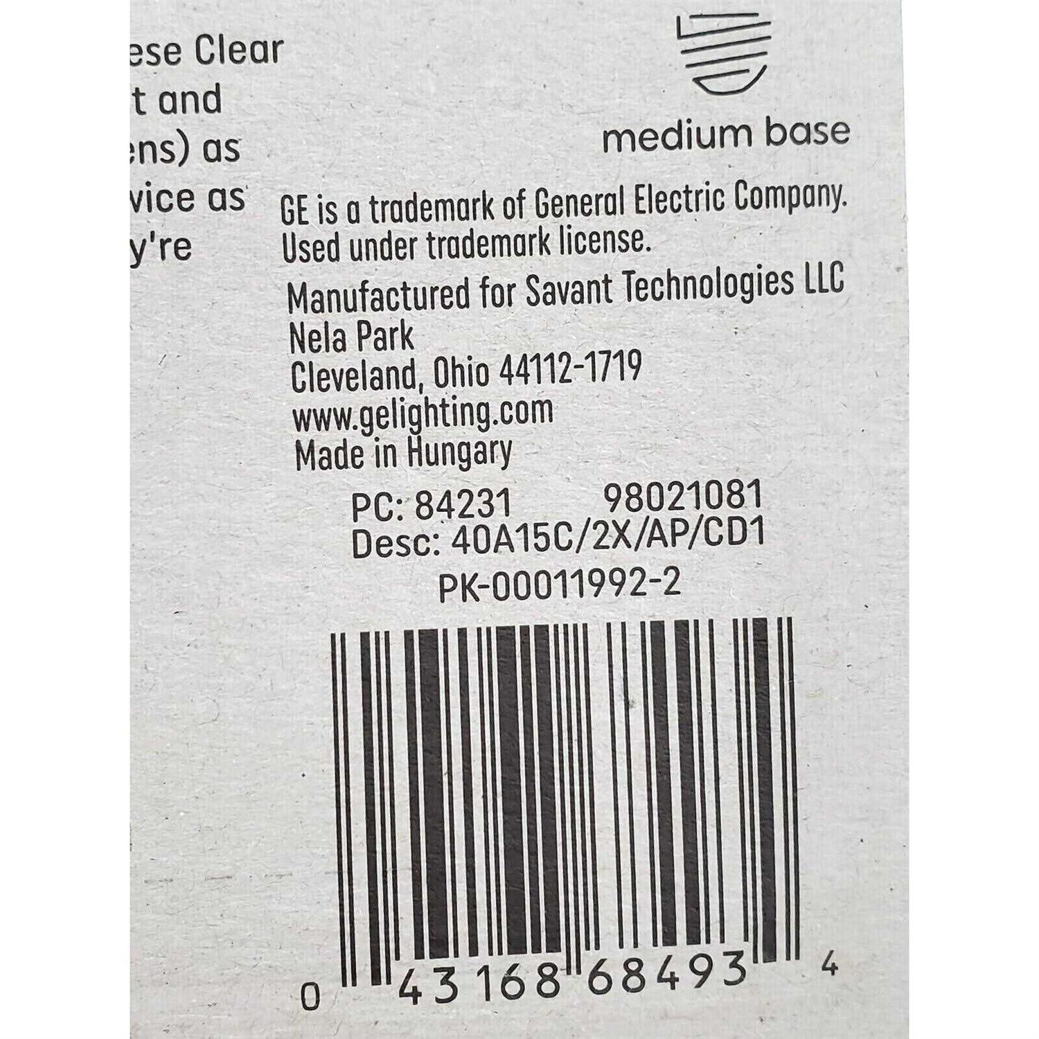 GE 40-Watt A15 Clear Medium Base Light Bulb - Image 3
