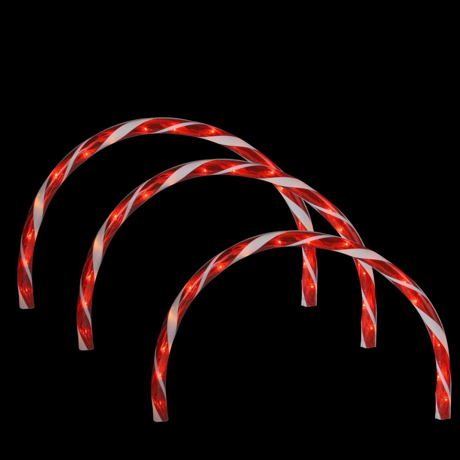 Northlight Set of 3 Candy Cane Arch Outdoor Christmas Pathway Markers - Image 4