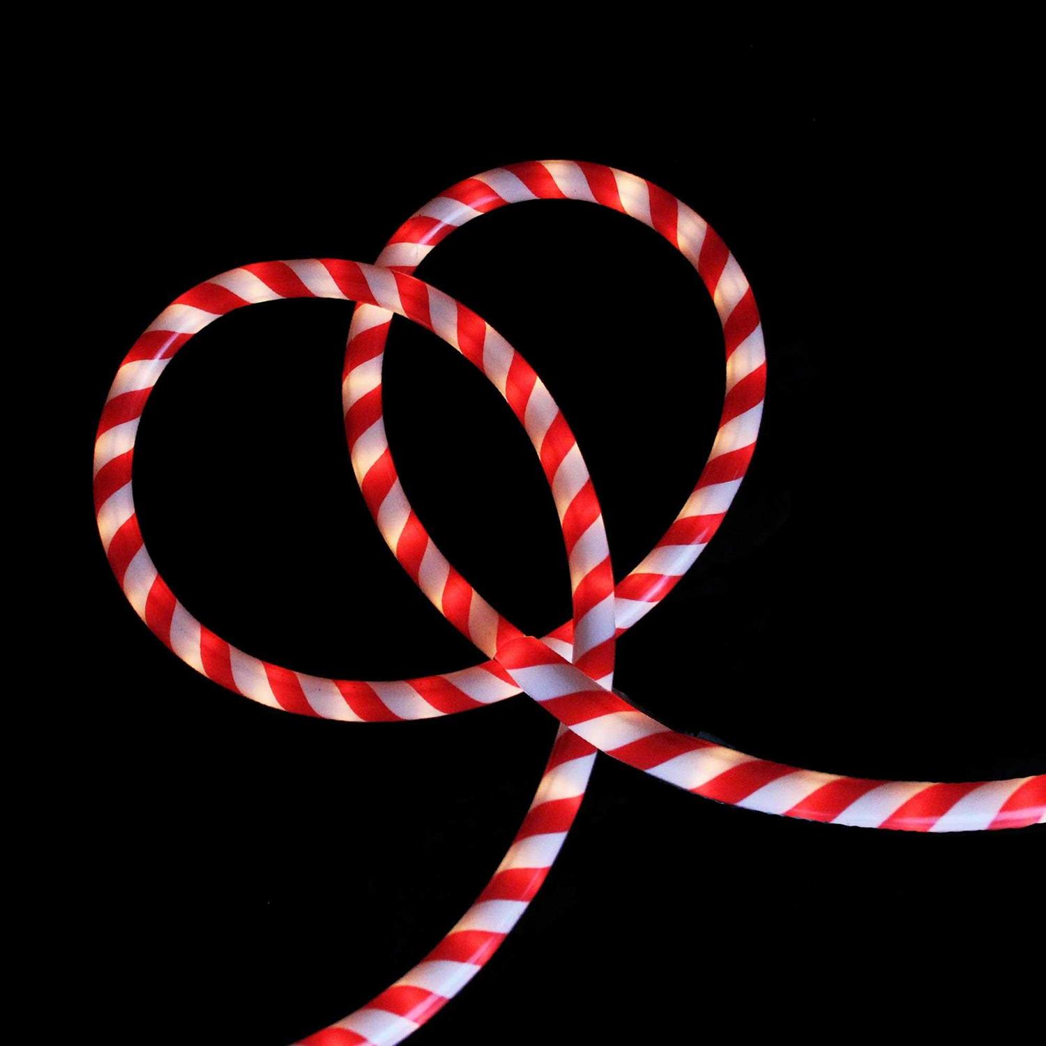 Northlight 18' Red and White Striped Candy Cane Christmas Rope Light - Image 5