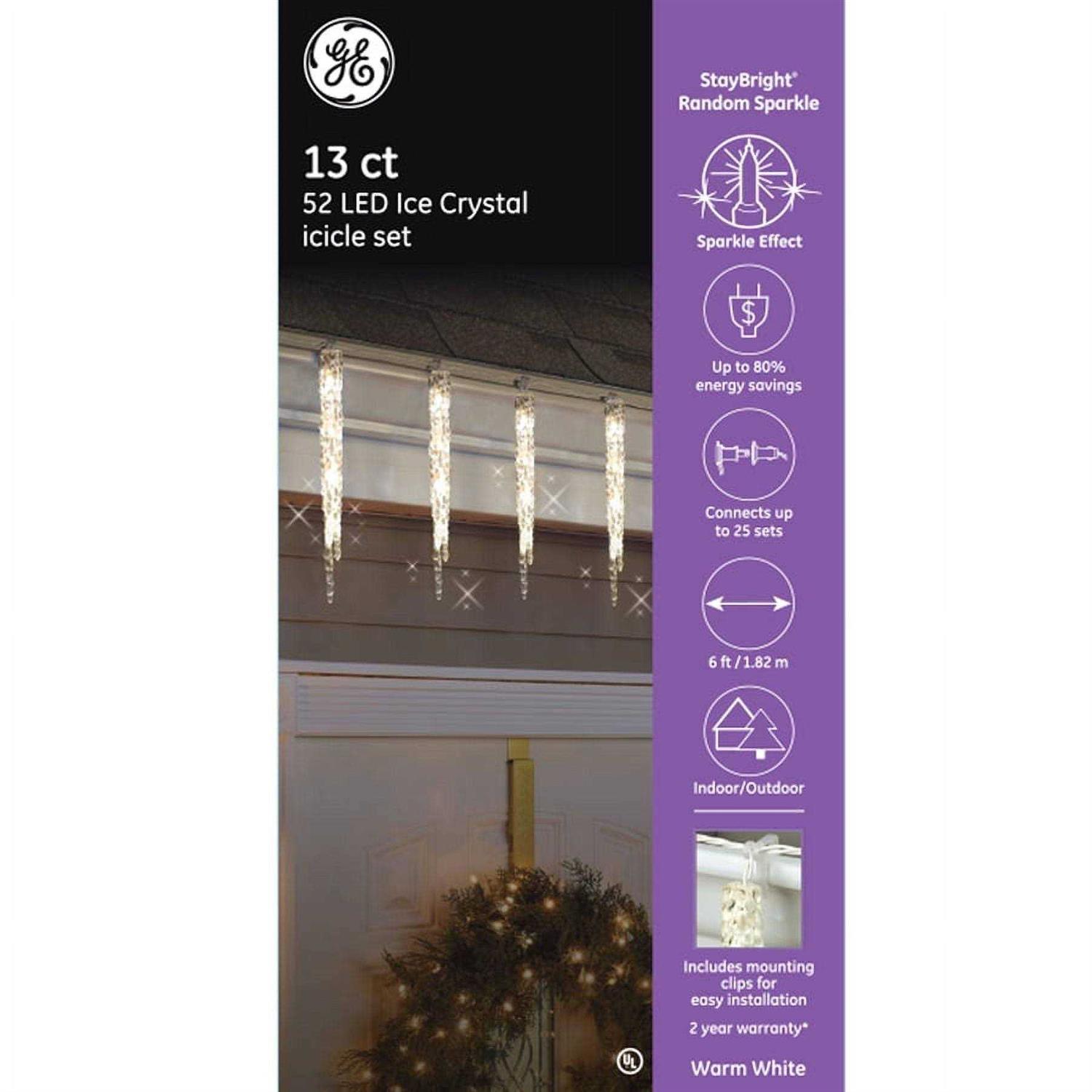 GE StayBright 13-Count Sparkling White Mini LED Plug-In Christmas Icicle Lights - Image 4