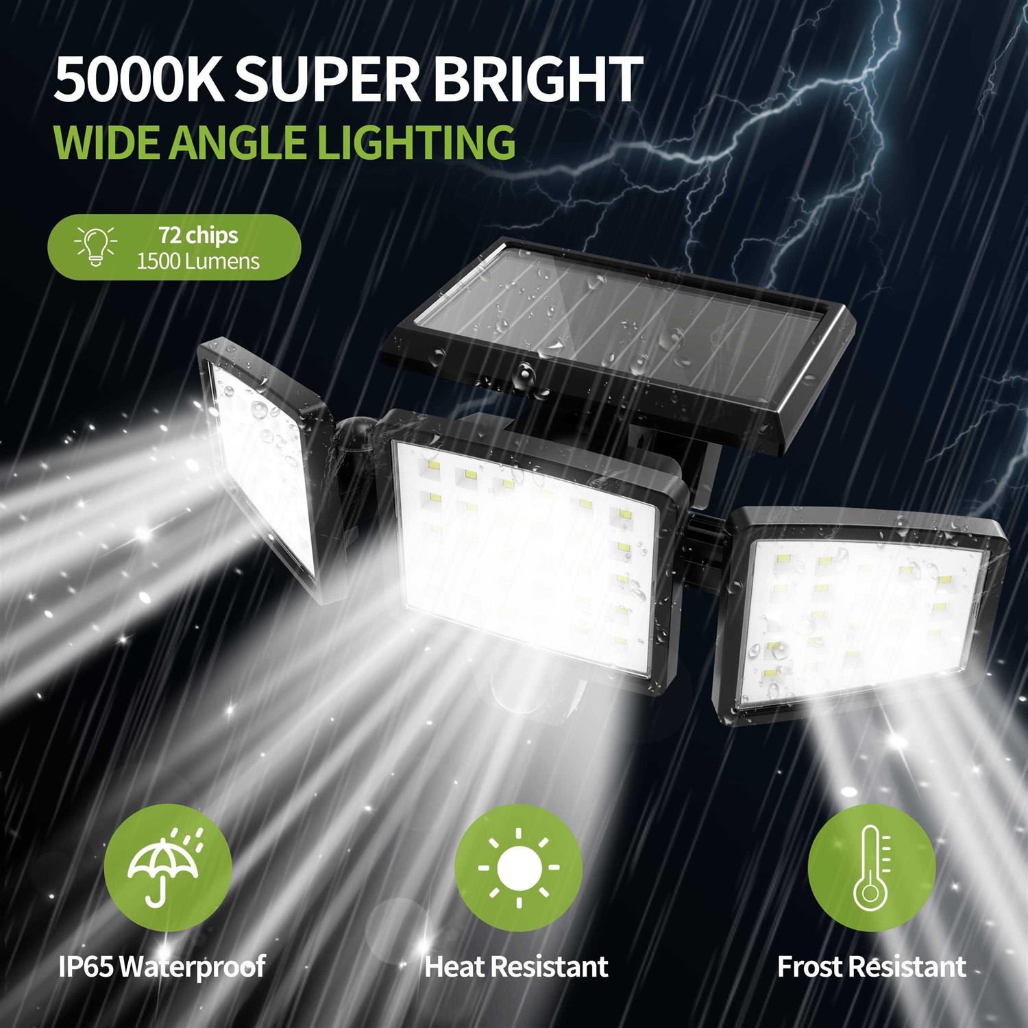 Pinegreen Lighting 1500 Lumen 3-Head Solar Security Motion Light - Image 3