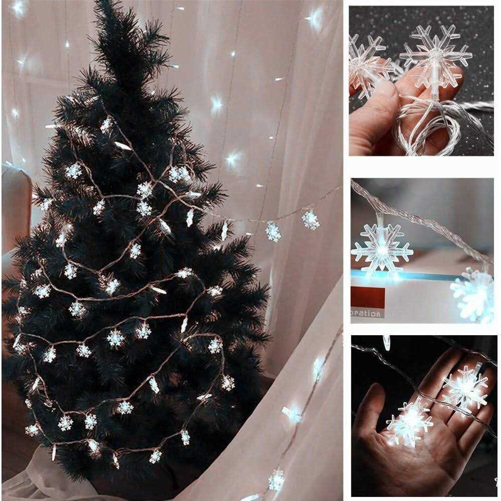 MILEXING Christmas Lights Snowflake String Lights 19.6 ft 40 LED Fairy Lights Battery Operated Waterproof for Xmas Garden Patio Bedroom Party Decor - Image 3
