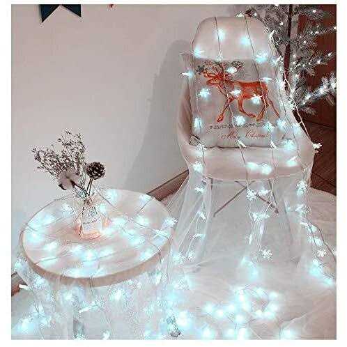 MILEXING Christmas Lights Snowflake String Lights 19.6 ft 40 LED Fairy Lights Battery Operated Waterproof for Xmas Garden Patio Bedroom Party Decor - Image 5