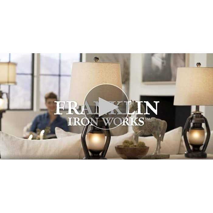 Franklin Iron Works Horace Rustic Table Lamps 25 1/4 High Set of 2 Brown with Nightlight Miner Lantern Oatmeal Drum Shade for Bedroom Living Room - Image 4