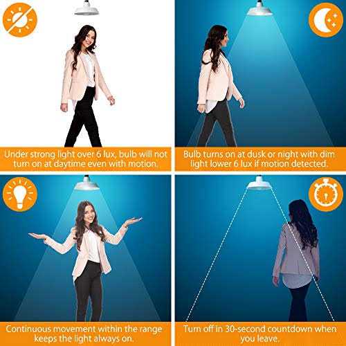 Motion Sensor Light Bulbs with Radar and Light Sensors Dusk to Dawn Motion Activated Led Bulbs for Porch Garage Basement Stairwell - Image 5