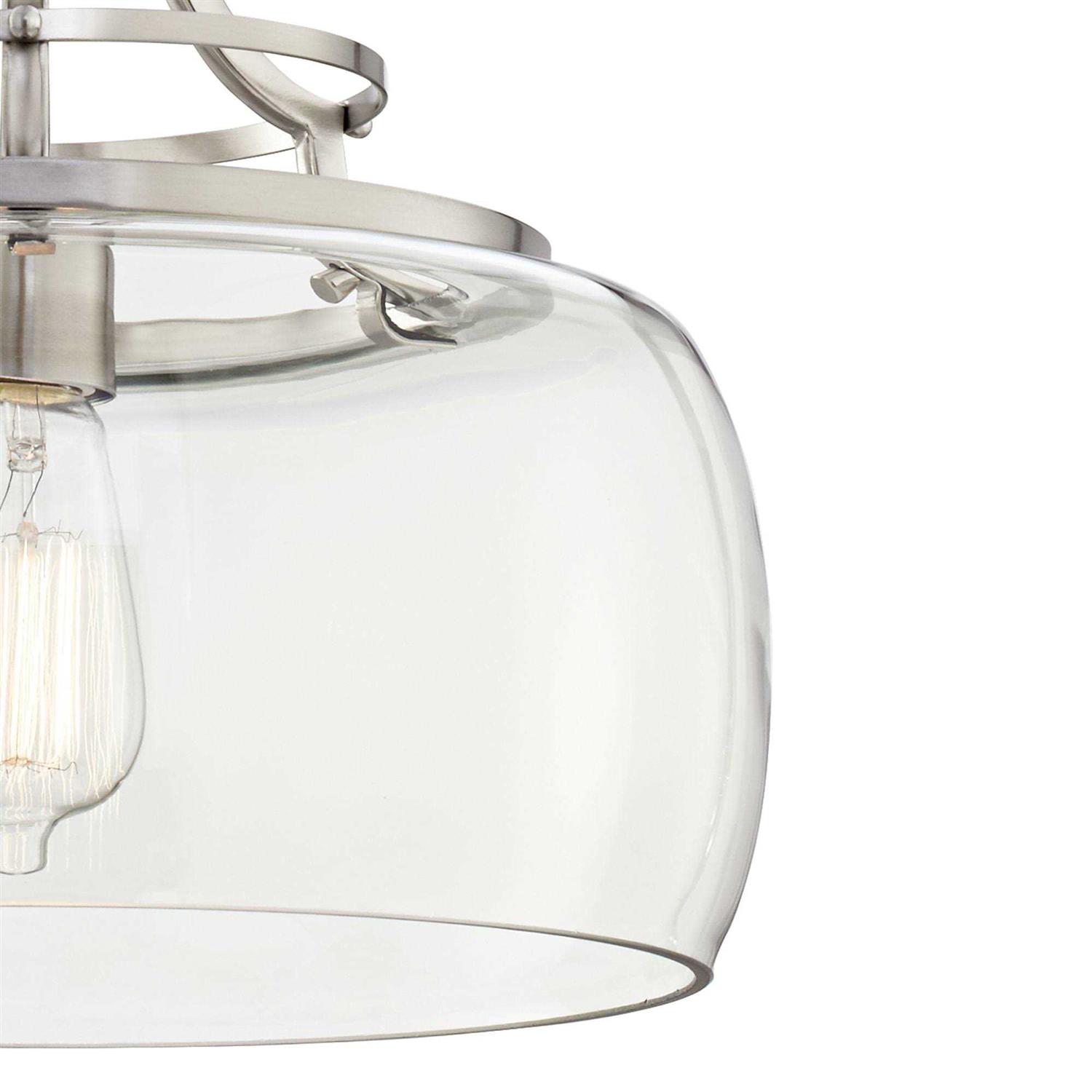 Franklin Iron Works Charleston 13 1/2 inch Wide Brushed Nickel LED Pendant Light Clear - Image 3