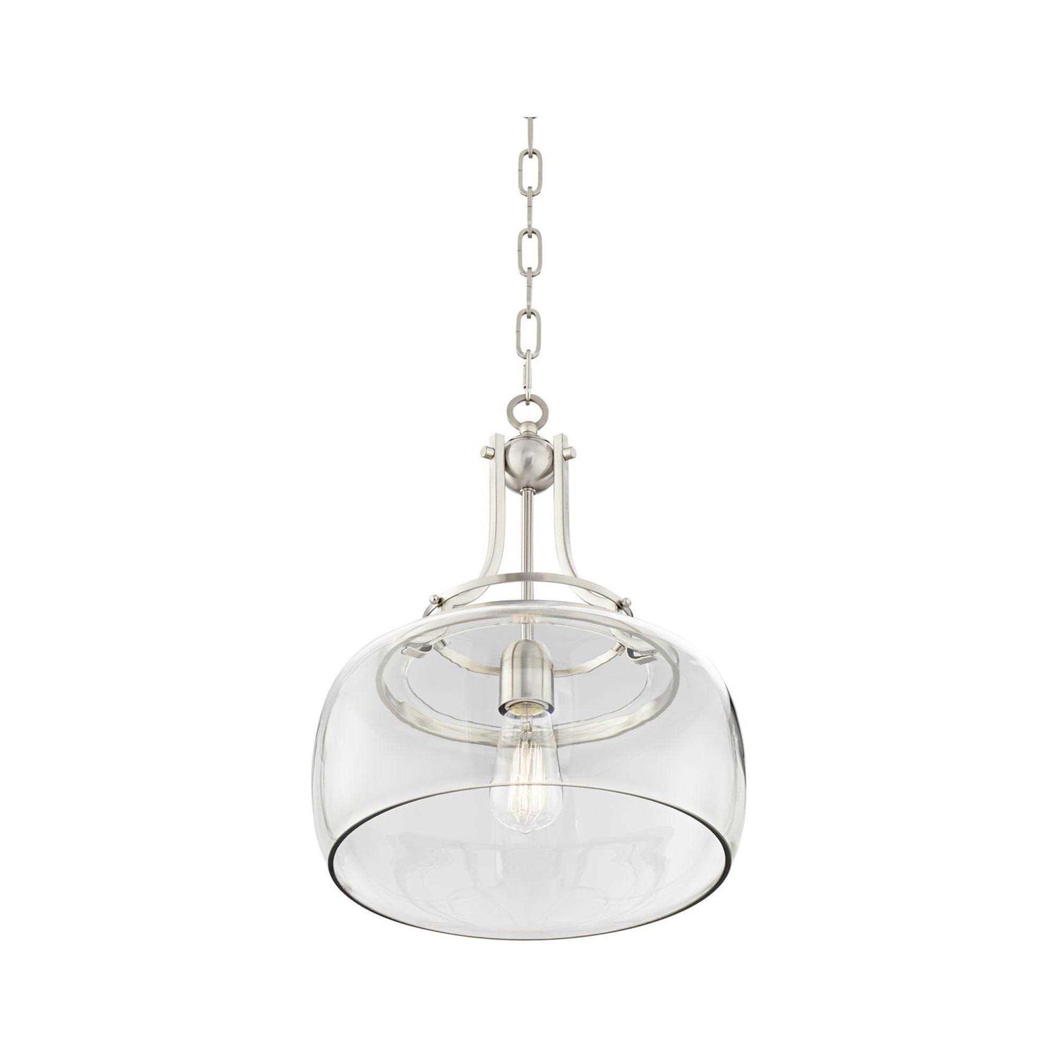 Franklin Iron Works Charleston 13 1/2 inch Wide Brushed Nickel LED Pendant Light Clear - Image 4