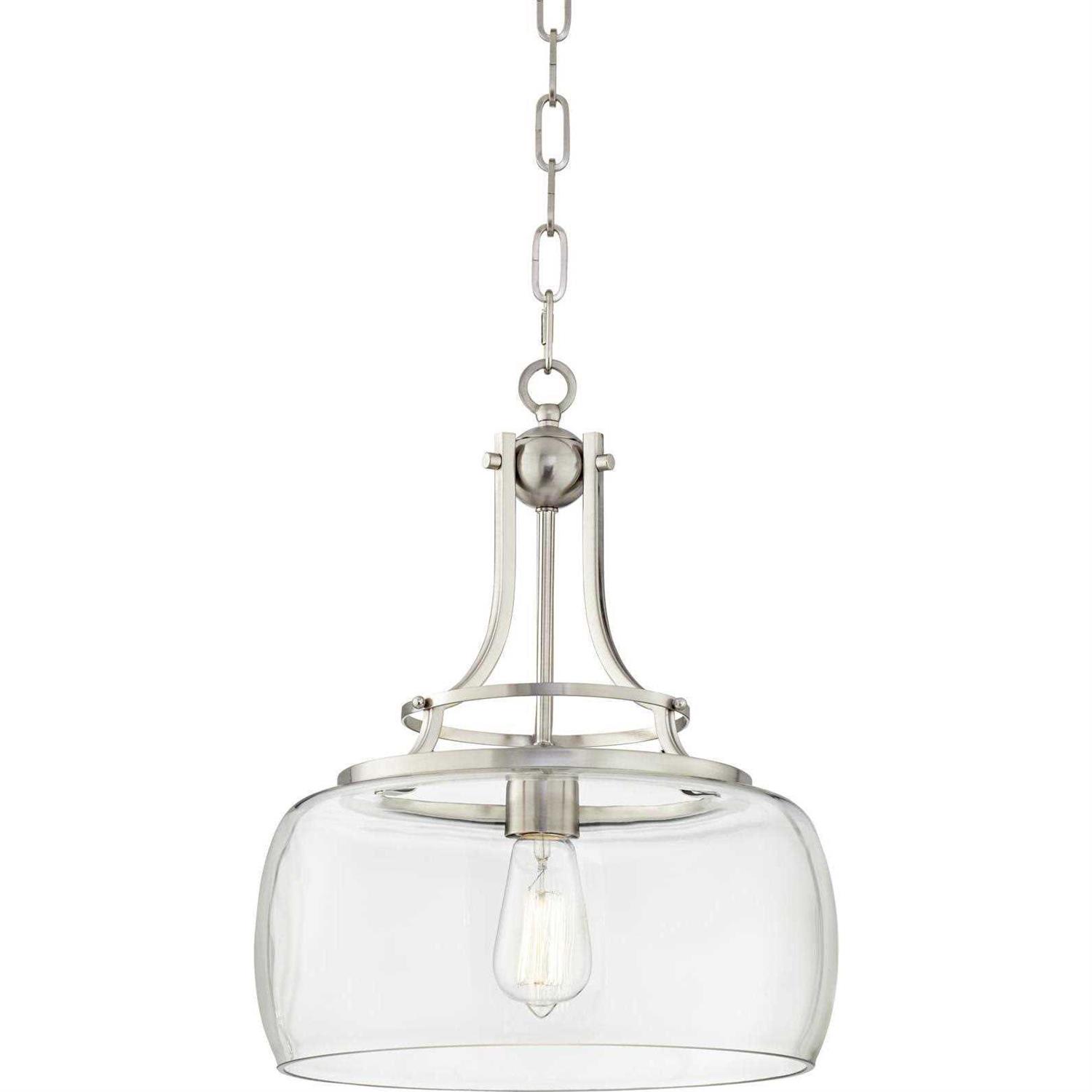Franklin Iron Works Charleston 13 1/2 inch Wide Brushed Nickel LED Pendant Light Clear - Image 5