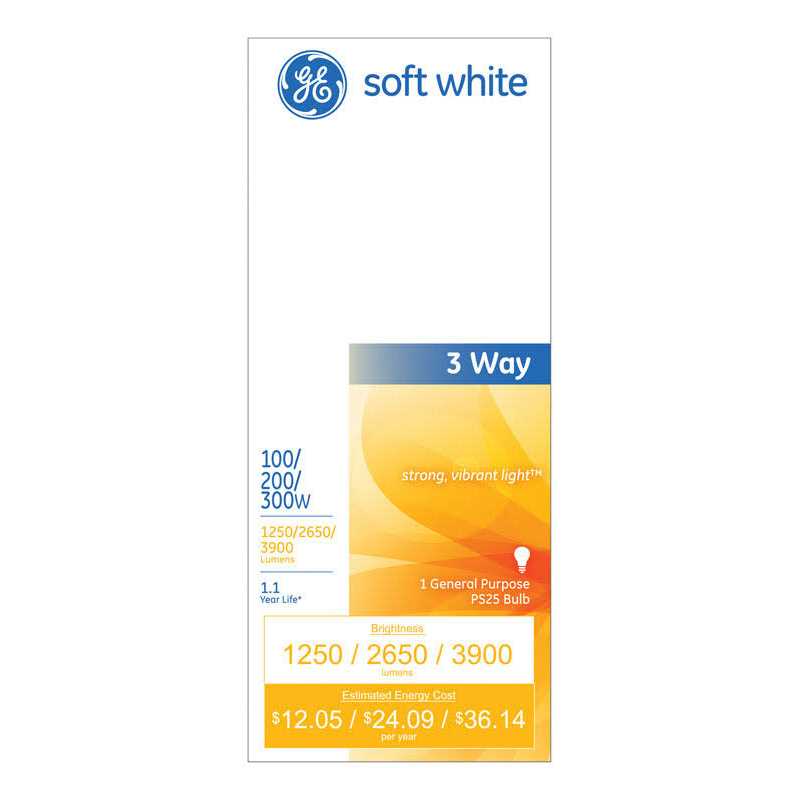 GE Soft White 100/200/300 3 Way Light Bulb - Image 3