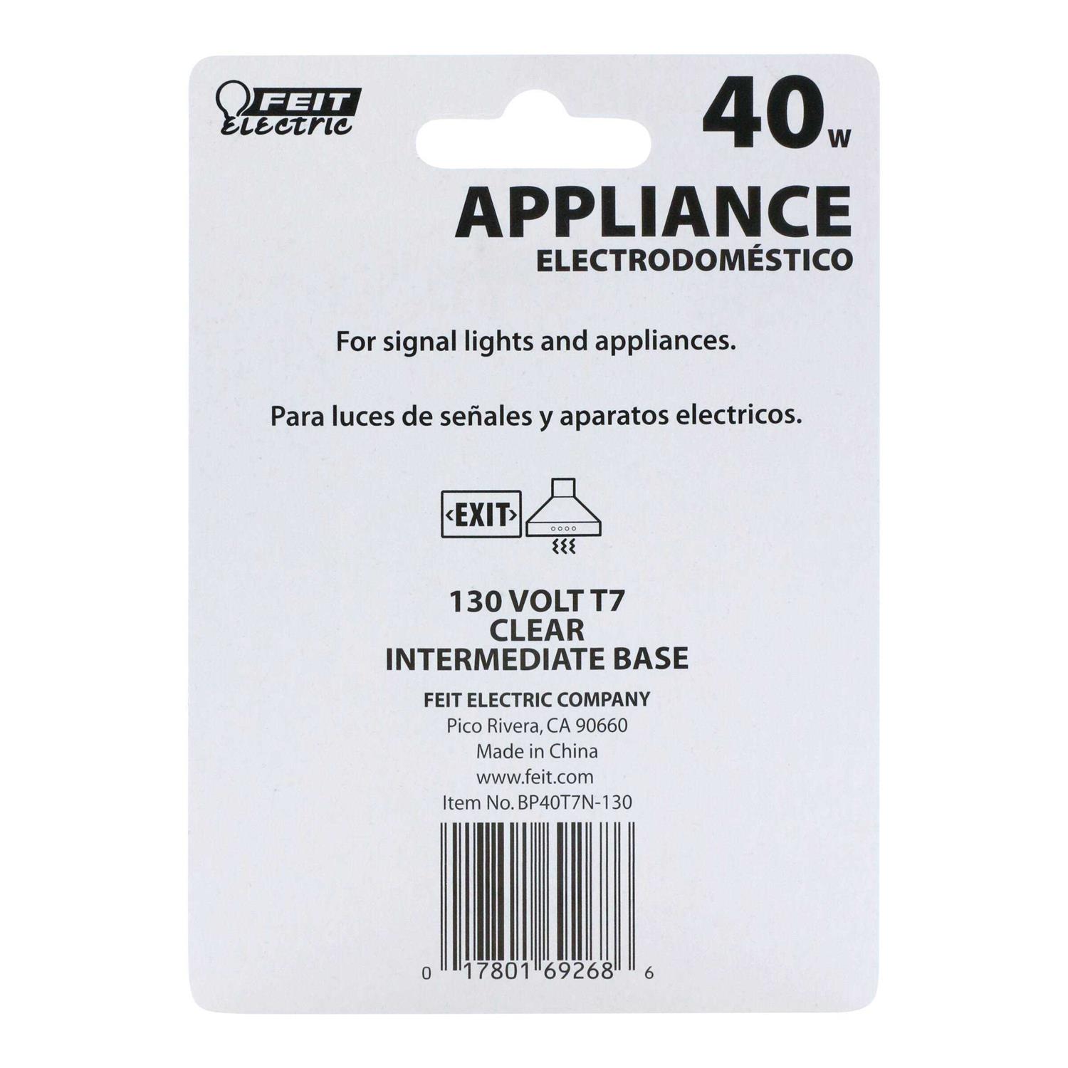 Feit Electric 40 Watt T7 Appliance Incandescent Bulb E17 Soft White 1 BP40T7N-130/RP - Image 3