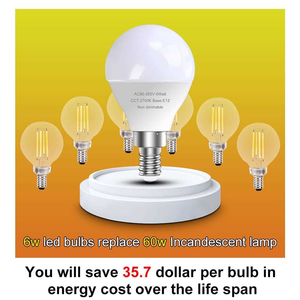 GOSCHE E12 LED Light Bulbs 60 Watt Equivalent - Image 3
