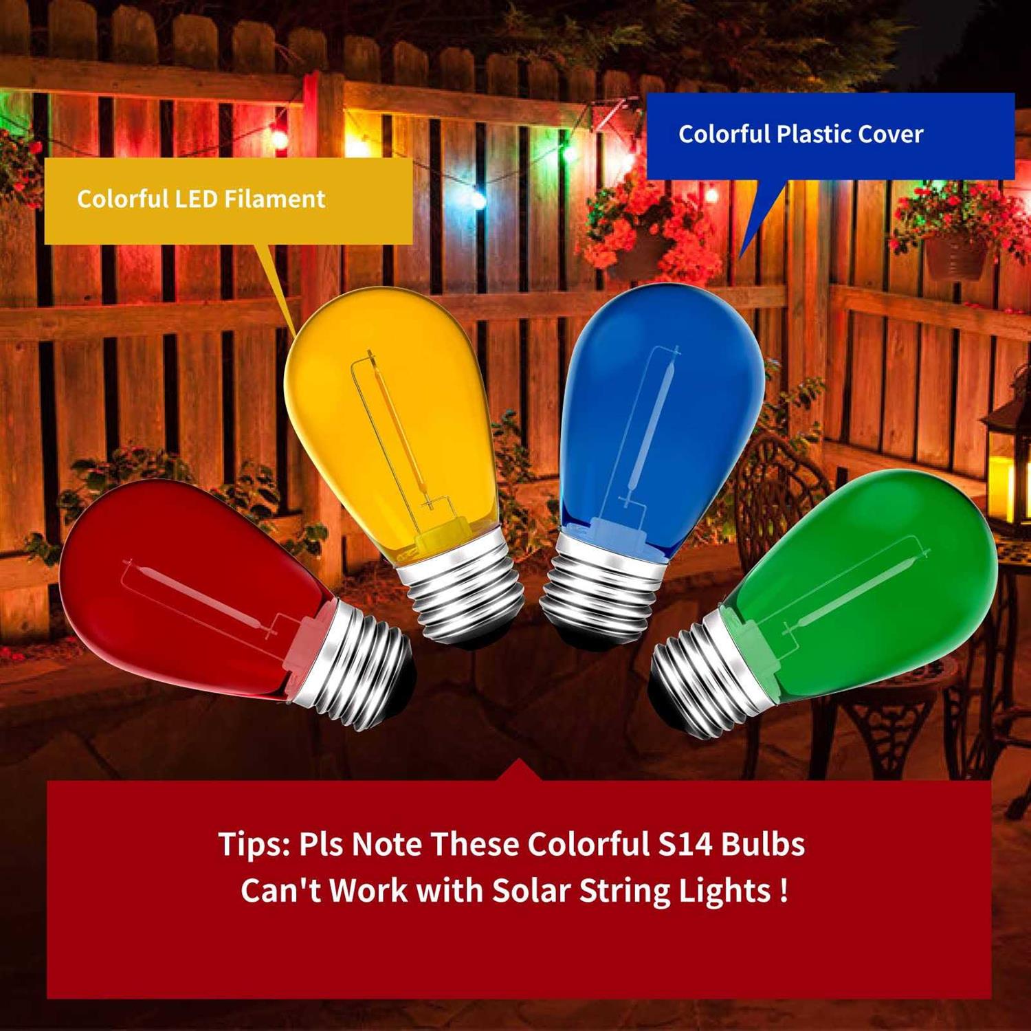 Meconard S14 Led String Light Bulbs Shatterproof Outdoor Replacement Bulbs - Image 3