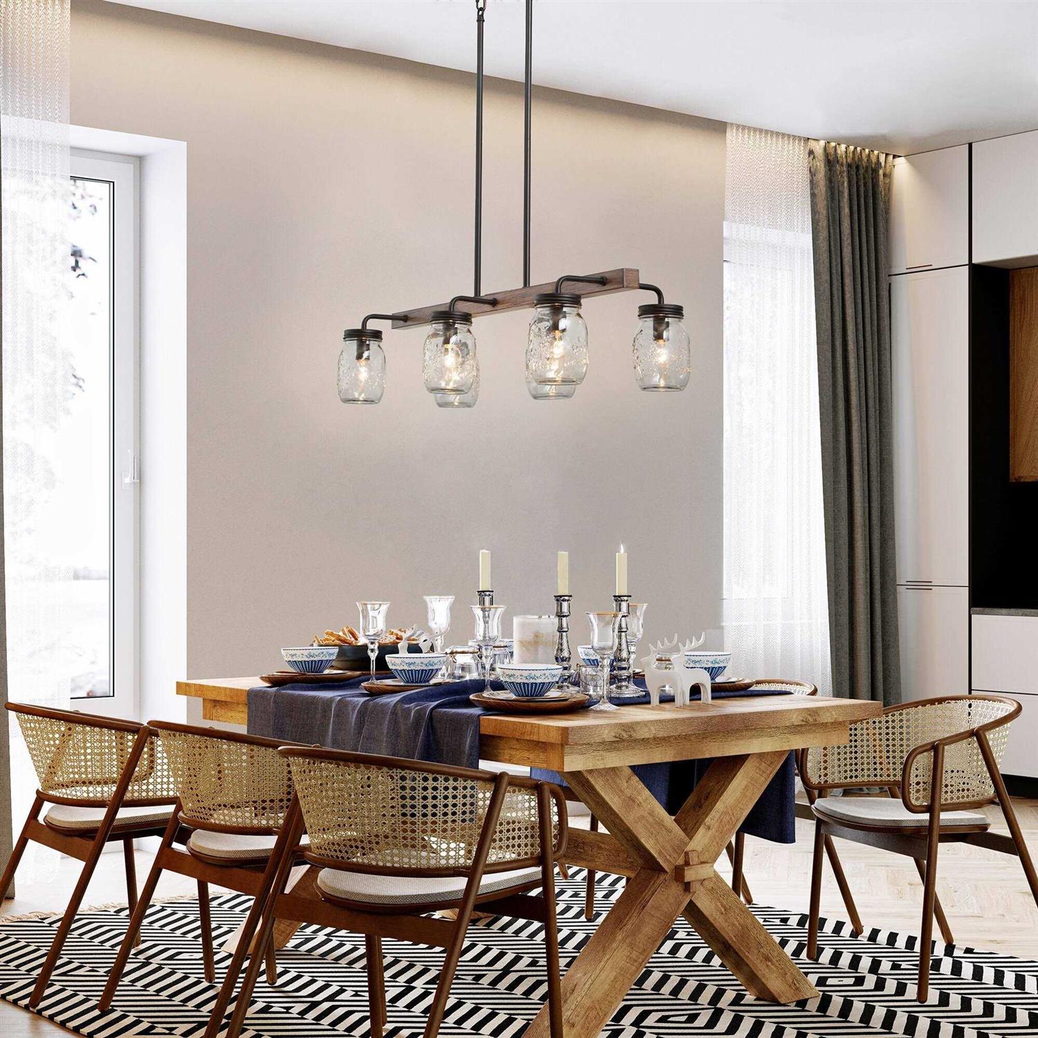 Modern Farmhouse 6-Light Chandelier Glass Bar Pendant Island Lights - Image 3