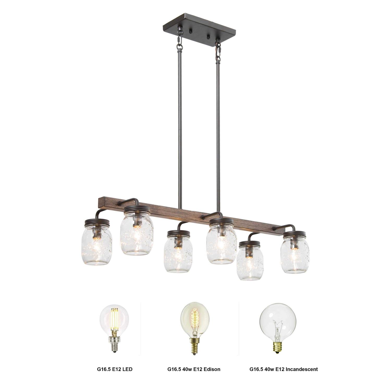 Modern Farmhouse 6-Light Chandelier Glass Bar Pendant Island Lights - Image 4
