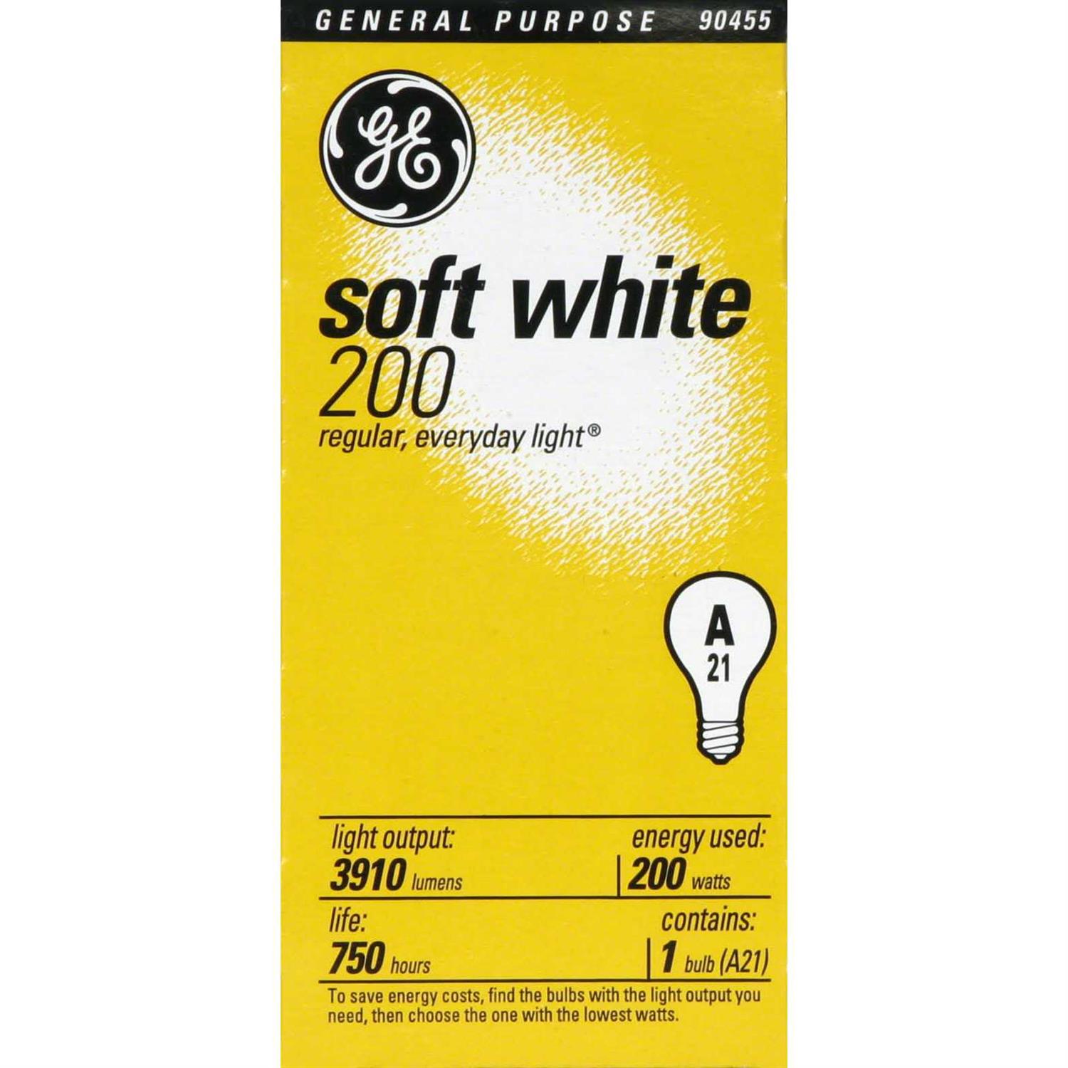 GE Incandescent Soft White Light Bulb, 200 W - Image 3