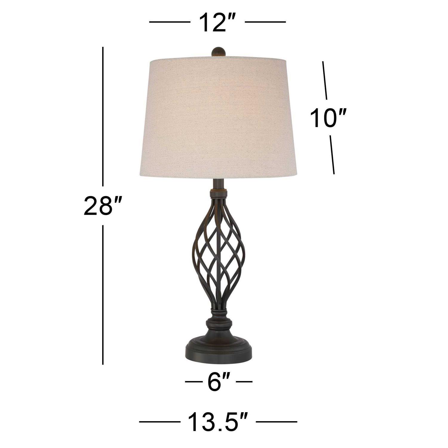 Franklin Iron Works Annie Modern Industrial Table Lamps 28 Tall Set of 2 Iron Cream Tapered Drum Shade for Bedroom Living Room - Image 3