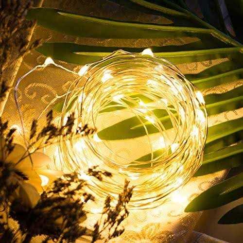 Minetom Fairy Lights Plug in 33Ft 100 LEDs Waterproof Silver Wire Firefly Lights - Image 4