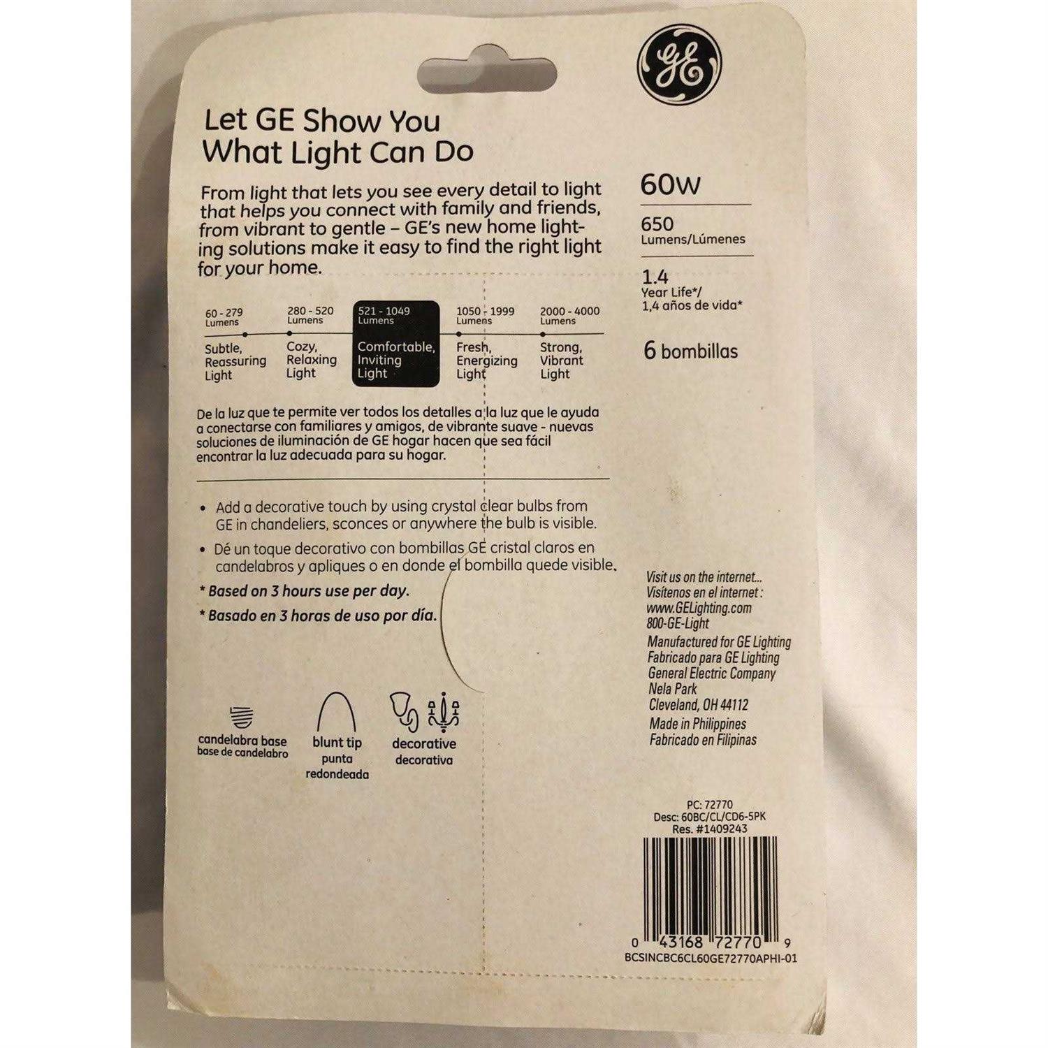 GE crystal clear 60 watt blunt tip 6-pack - Image 4