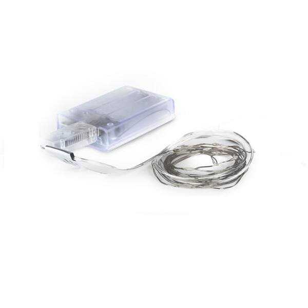 Feit Electric 20-Light 6 ft. Indoor LED Silver Wire Warm White Battery Operated Fairy String Light - Image 4