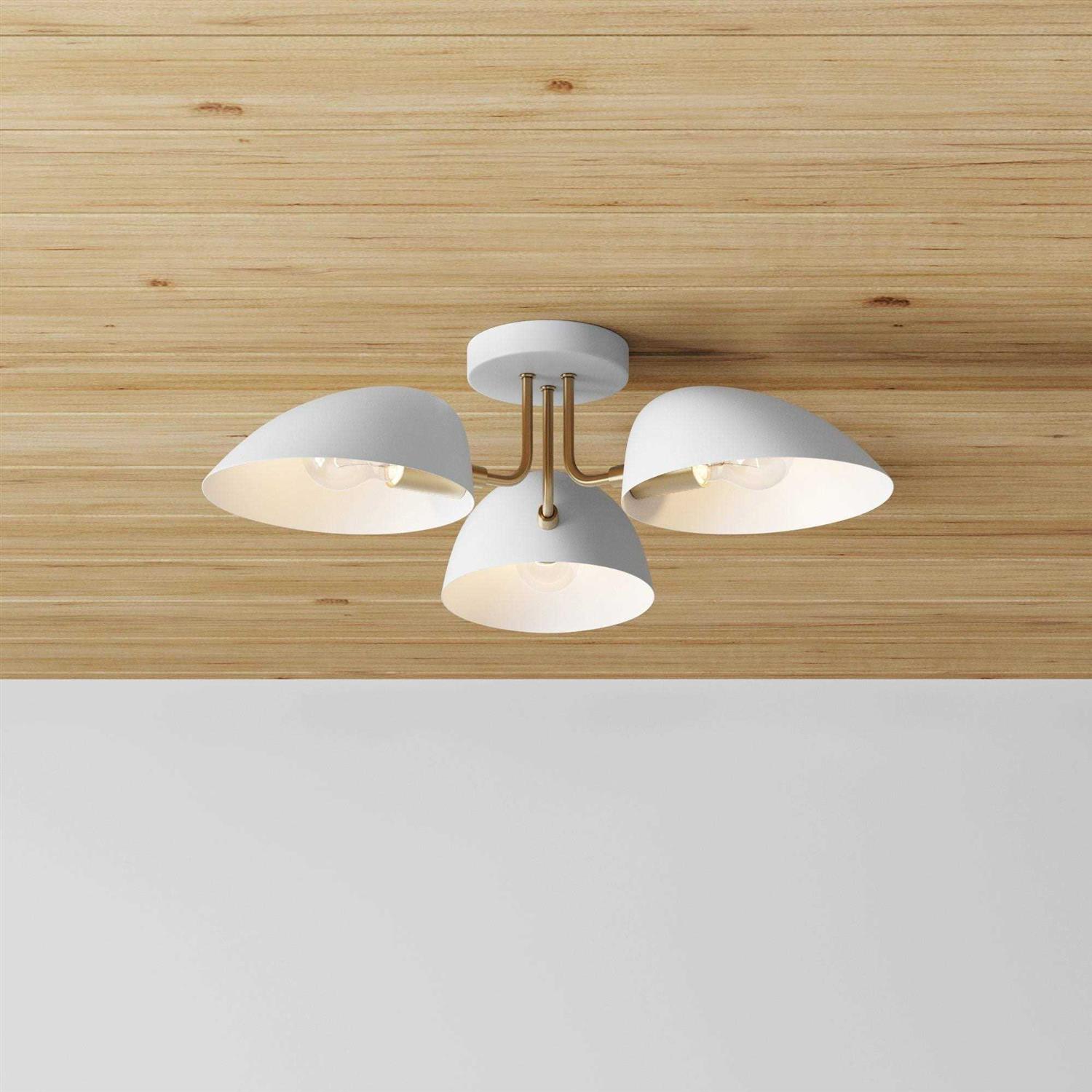 Nathan James Argo Semi Mount Flush Ceiling Light, 3-Lights Modern Retro Lighting Rounded Shades for Hallway, Dining Room and Bedroom - Image 4