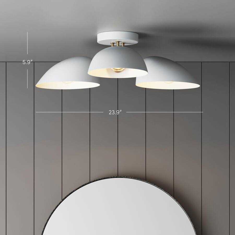 Nathan James Argo Semi Mount Flush Ceiling Light, 3-Lights Modern Retro Lighting Rounded Shades for Hallway, Dining Room and Bedroom - Image 5