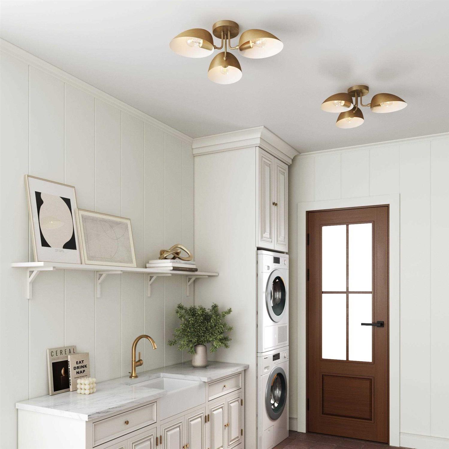 Nathan James Argo Semi Mount Flush Ceiling Light, 3-Lights Modern Retro Lighting Rounded Shades for Hallway, Dining Room and Bedroom - Image 4