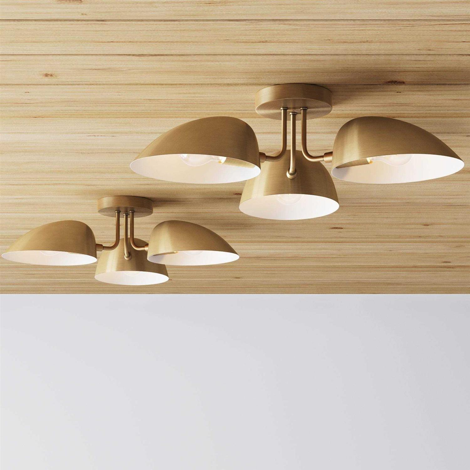 Nathan James Argo Semi Mount Flush Ceiling Light, 3-Lights Modern Retro Lighting Rounded Shades for Hallway, Dining Room and Bedroom - Image 5