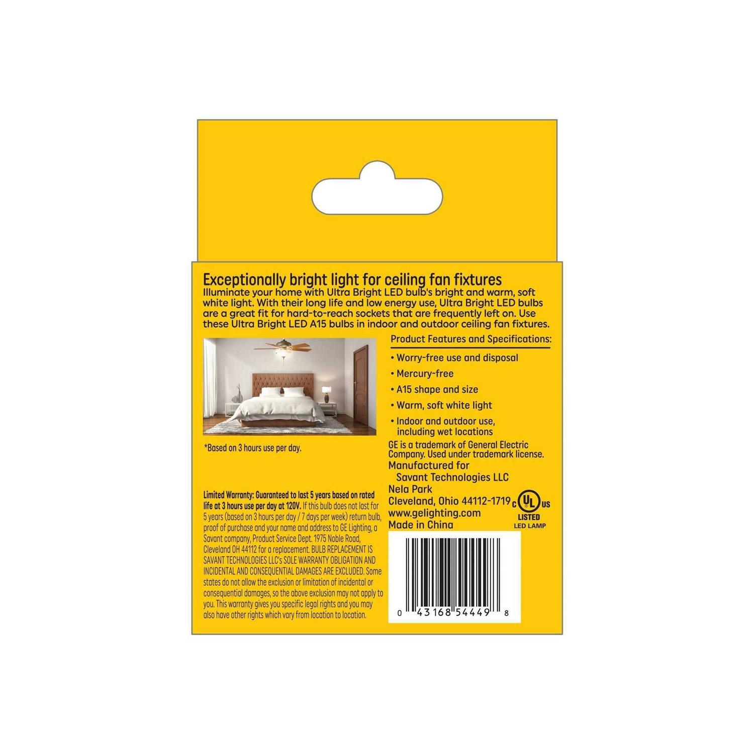 GE Ultra Bright LED Light Bulbs 100 Watt A15 Ceiling Fan Bulbs - Image 4