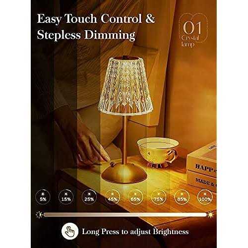 One Fire Table Lamps Dimmable Crystal Table Lamp 3 Colors LED Gold Lamp,Touch Lamp Diamond Crystal Lamp - Image 5