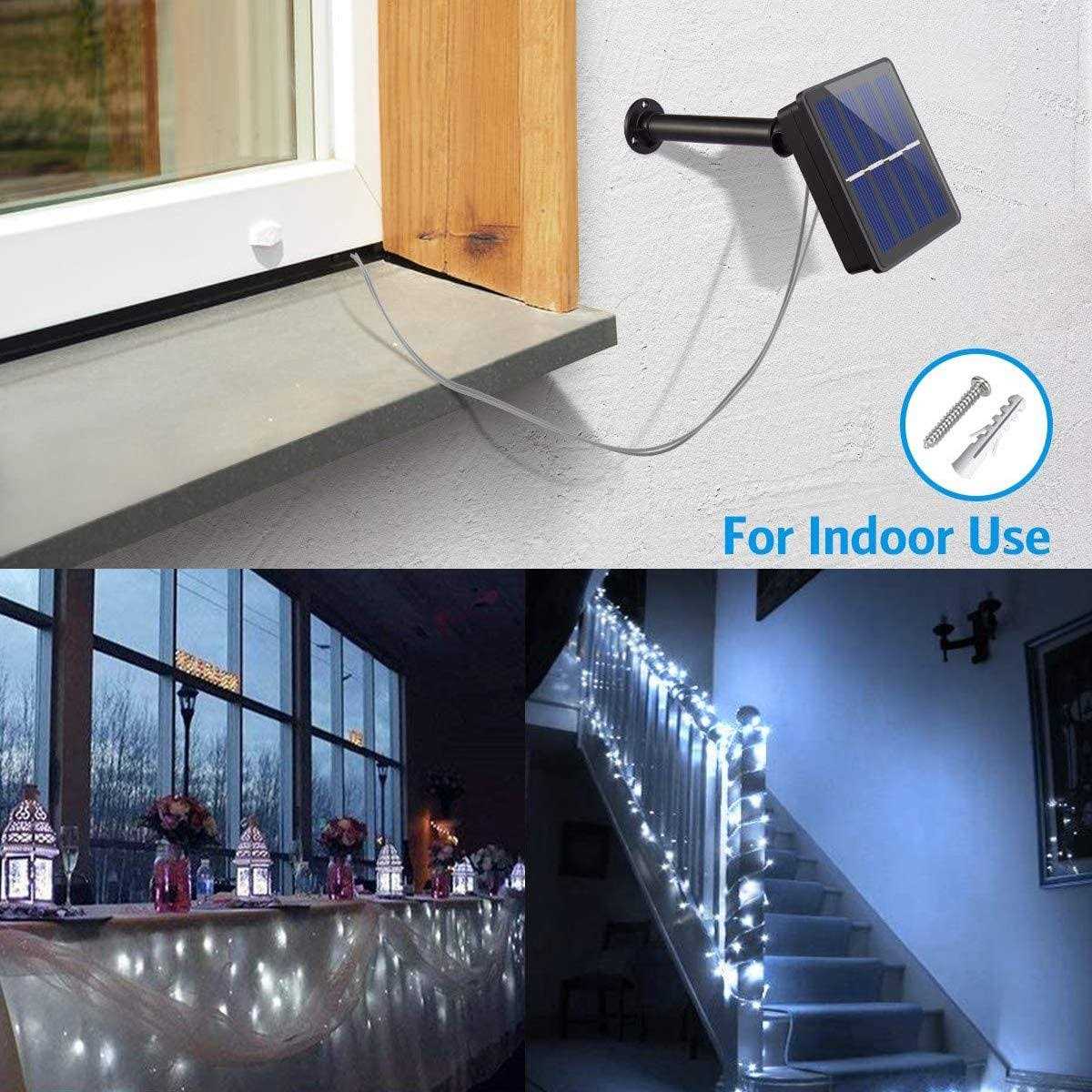 Oreunik Solar Lights,2 Pack Each 120led Outdoor Solar Lights 12M/40Ft 8 Modes Outdoor Copper Wire Fairy Lights for Patio Decoration Fairy - Image 5