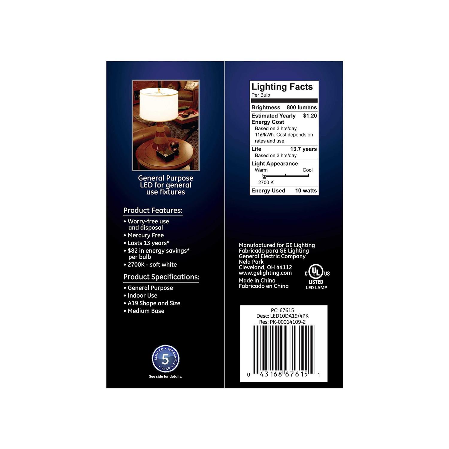 GE LED A19 Dimmable Light Bulb - Image 3