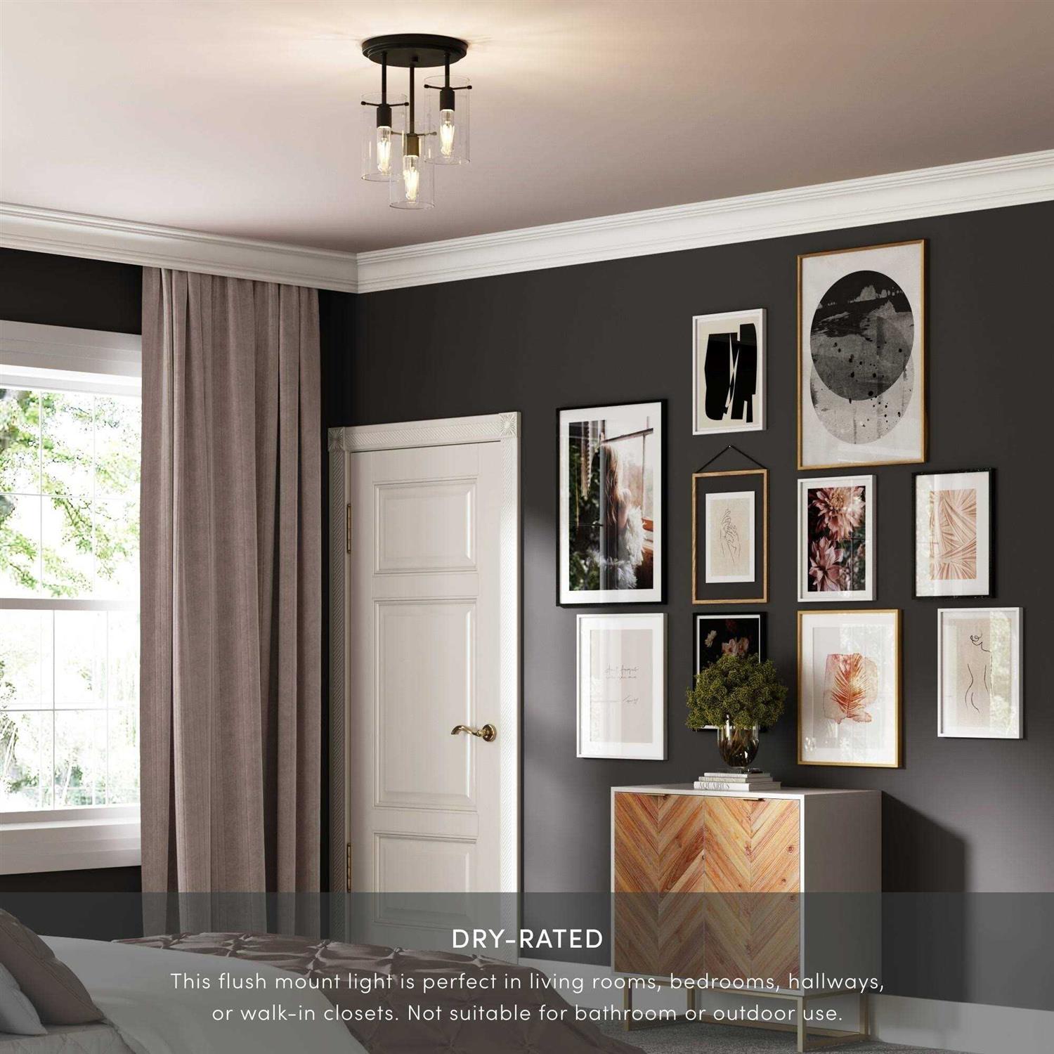 Nathan James Ophelia Semi Flush Mount Ceiling 3-Light Fixture with Glass Shade - Image 3