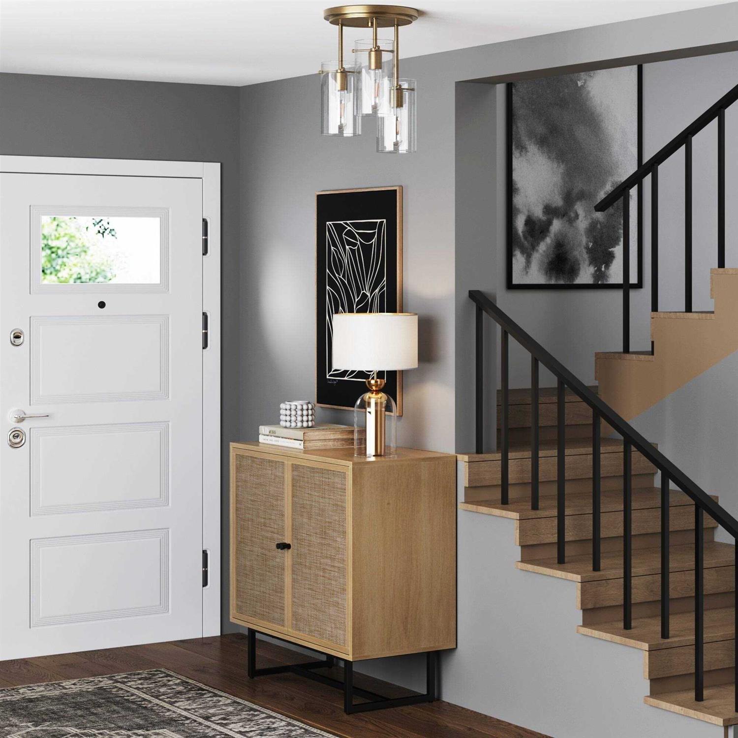 Nathan James Ophelia Semi Flush Mount Ceiling 3-Light Fixture with Glass Shade - Image 4