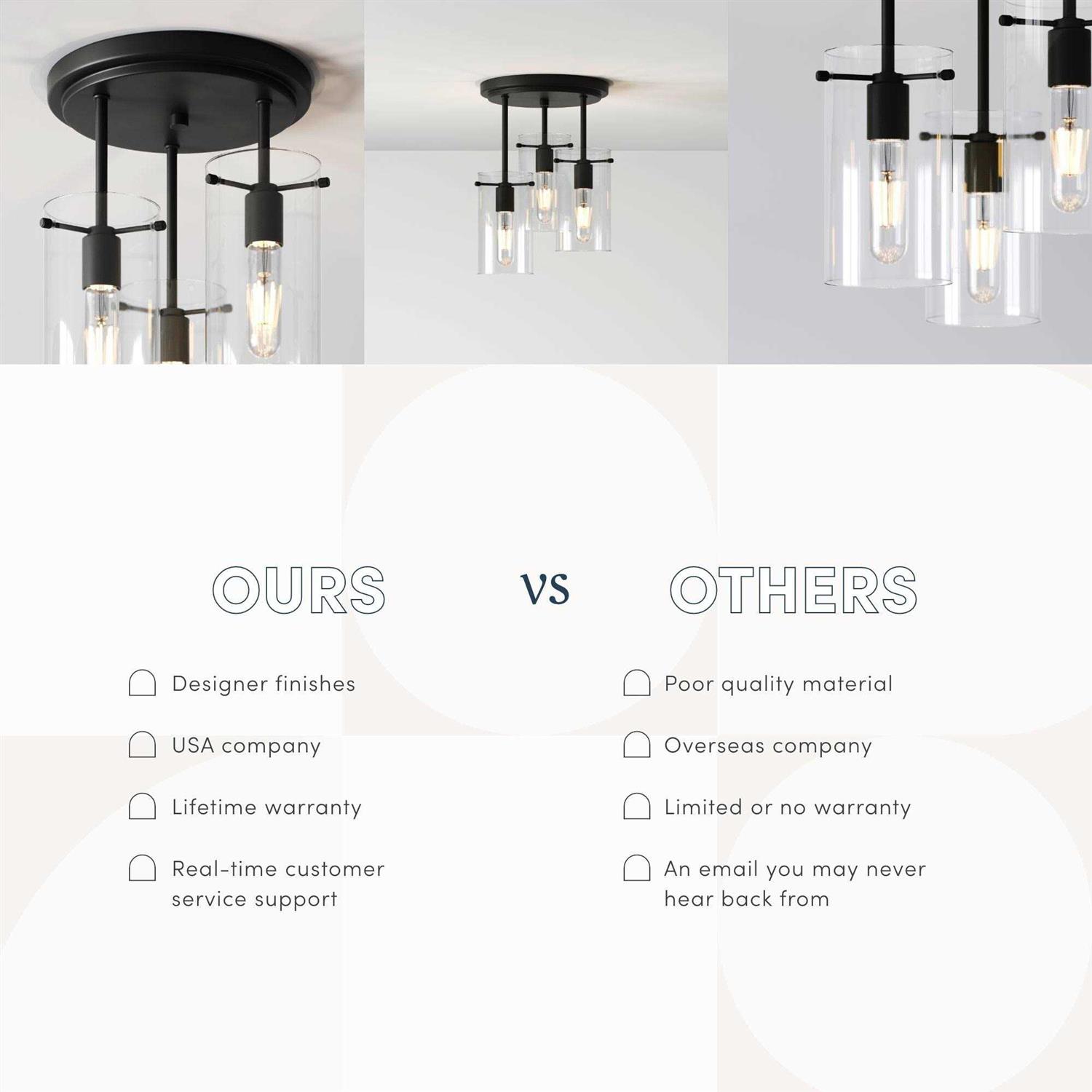 Nathan James Ophelia Semi Flush Mount Ceiling 3-Light Fixture with Glass Shade - Image 5