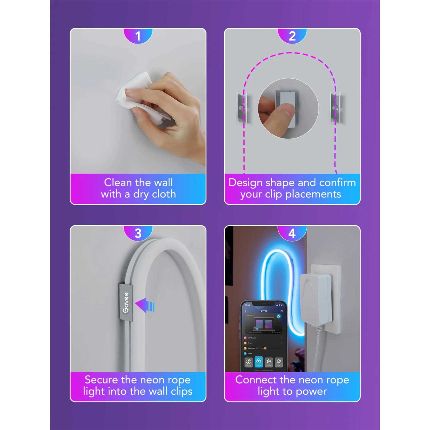 Govee 32.8ft Neon Rope Light Rgbic Rope Lights With Music Sync - Image 4