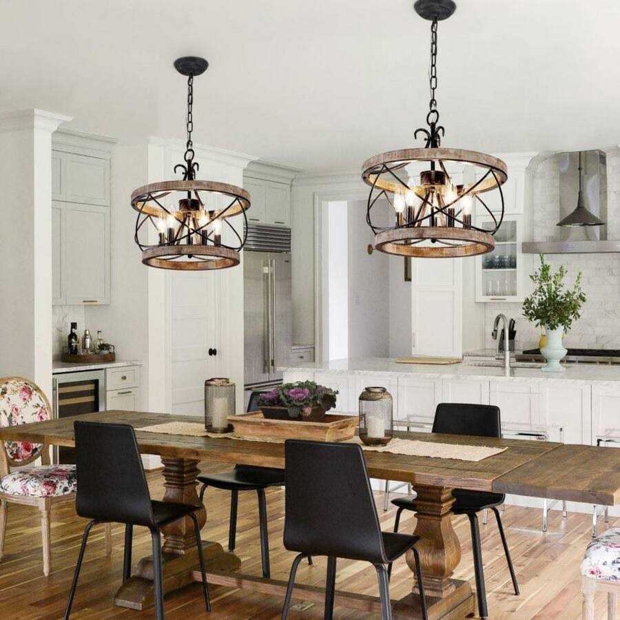 Oaks Aura Farmhouse 5-Light Weathered Wood Cage Rustic Chandelier FC4059-5H - Image 5