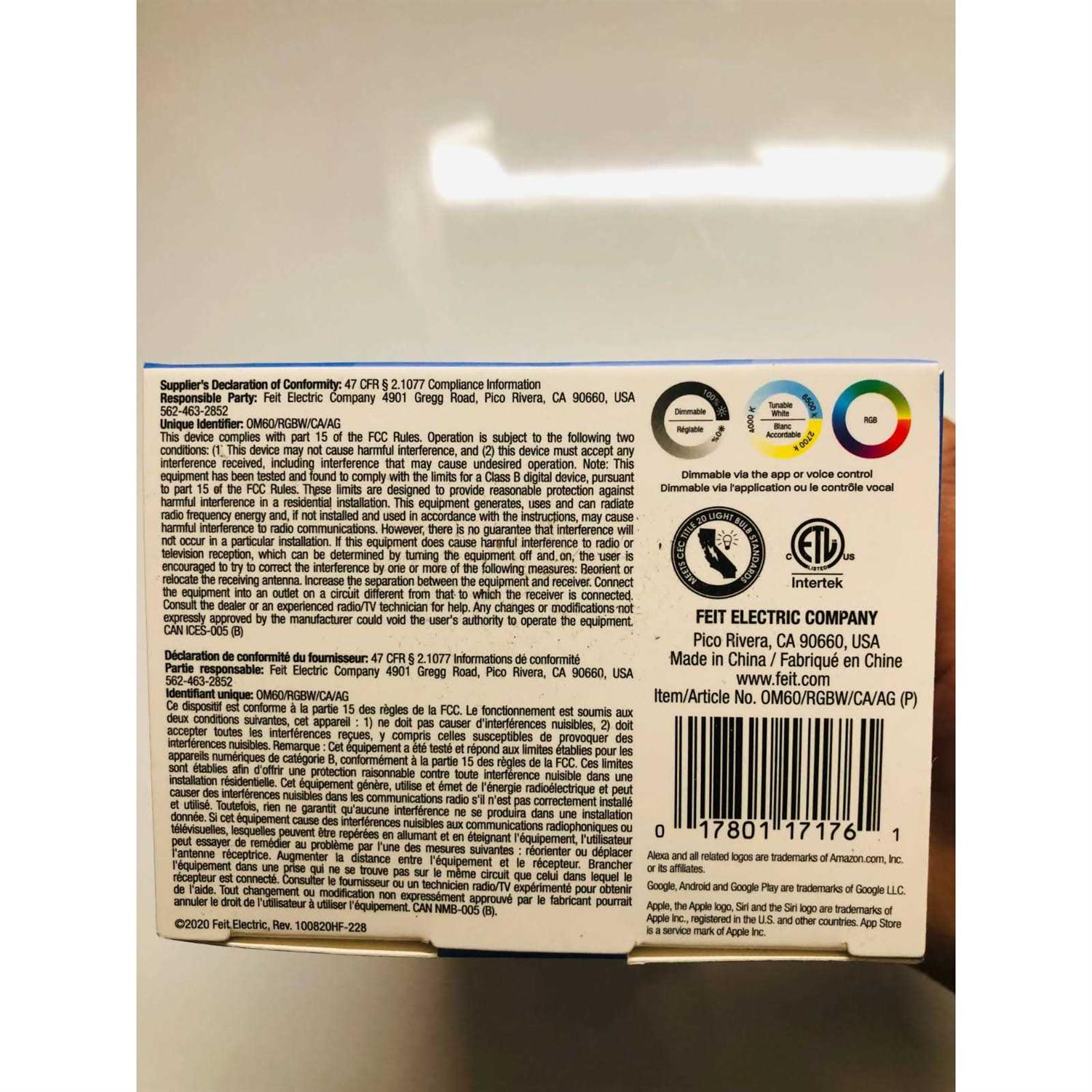 Feit Electric Smart WiFi LED Color Changing Dimmable Bulb - Image 3