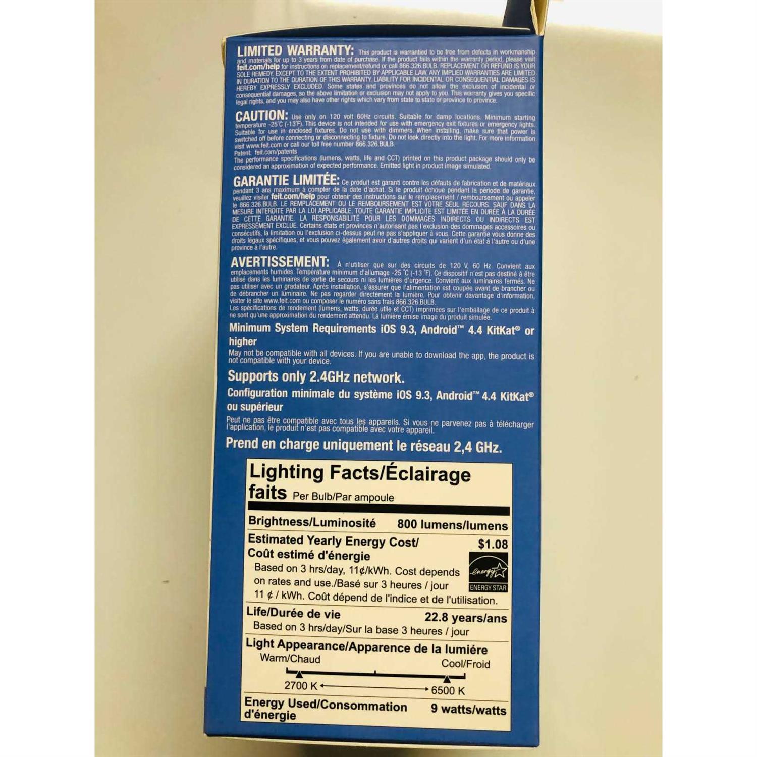 Feit Electric Smart WiFi LED Color Changing Dimmable Bulb - Image 4