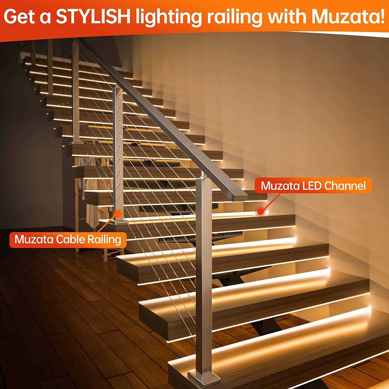 Muzata 10Pack 3.3ft Double Row LED Channel with Milky White Cover Silver Wide Aluminum Profile Track for Waterproof LED Strip Lights Plus U105 1M WW - Image 3